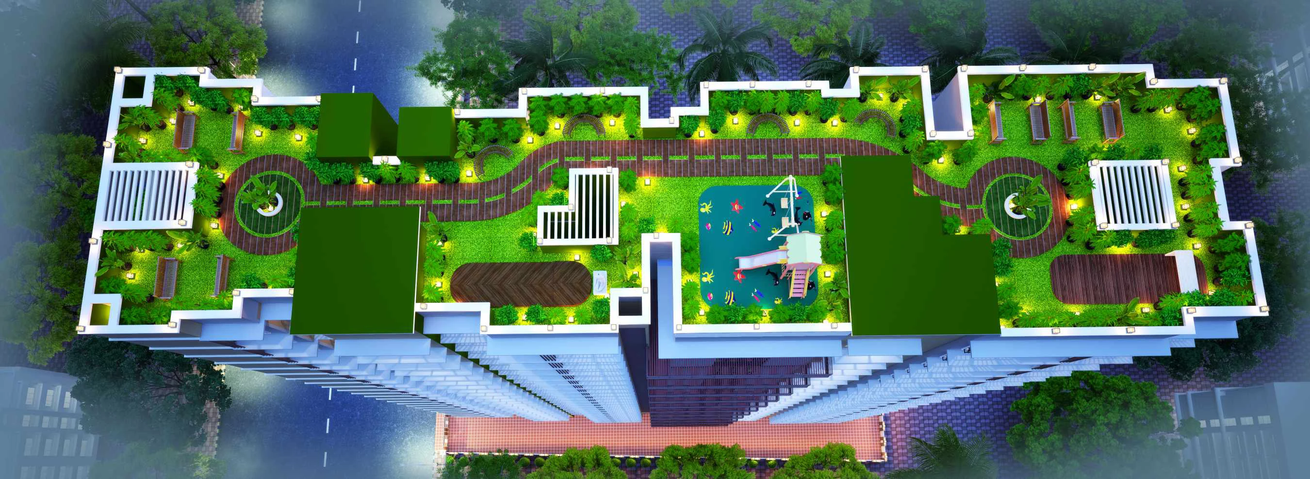 Illustrated terrace garden concept from the Abhilasha project brochure